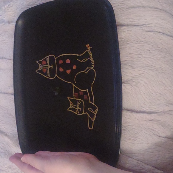 VTG Couroc Cat Kitten Tray Black Hand Inlay Monterey CA Serving Tray - Picture 3 of 6